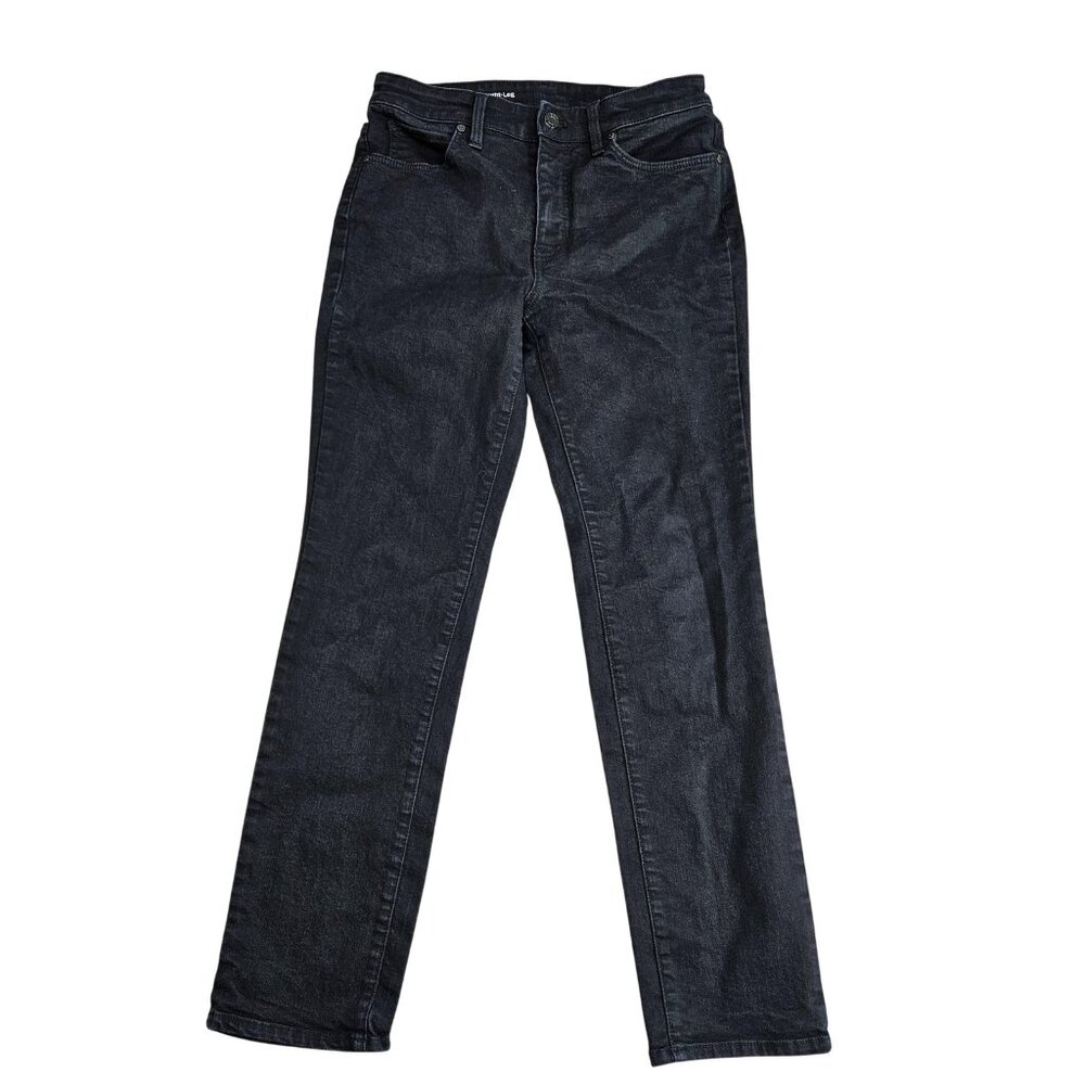 Talbots‎ Flawless High-Waist Straight Jeans Womens 6P Black Charcoal Denim